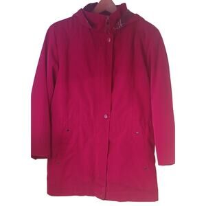 Braetan Womens Red Waterproof Hooded Rain Jacket Full Zip Plaid Flannel Lined S